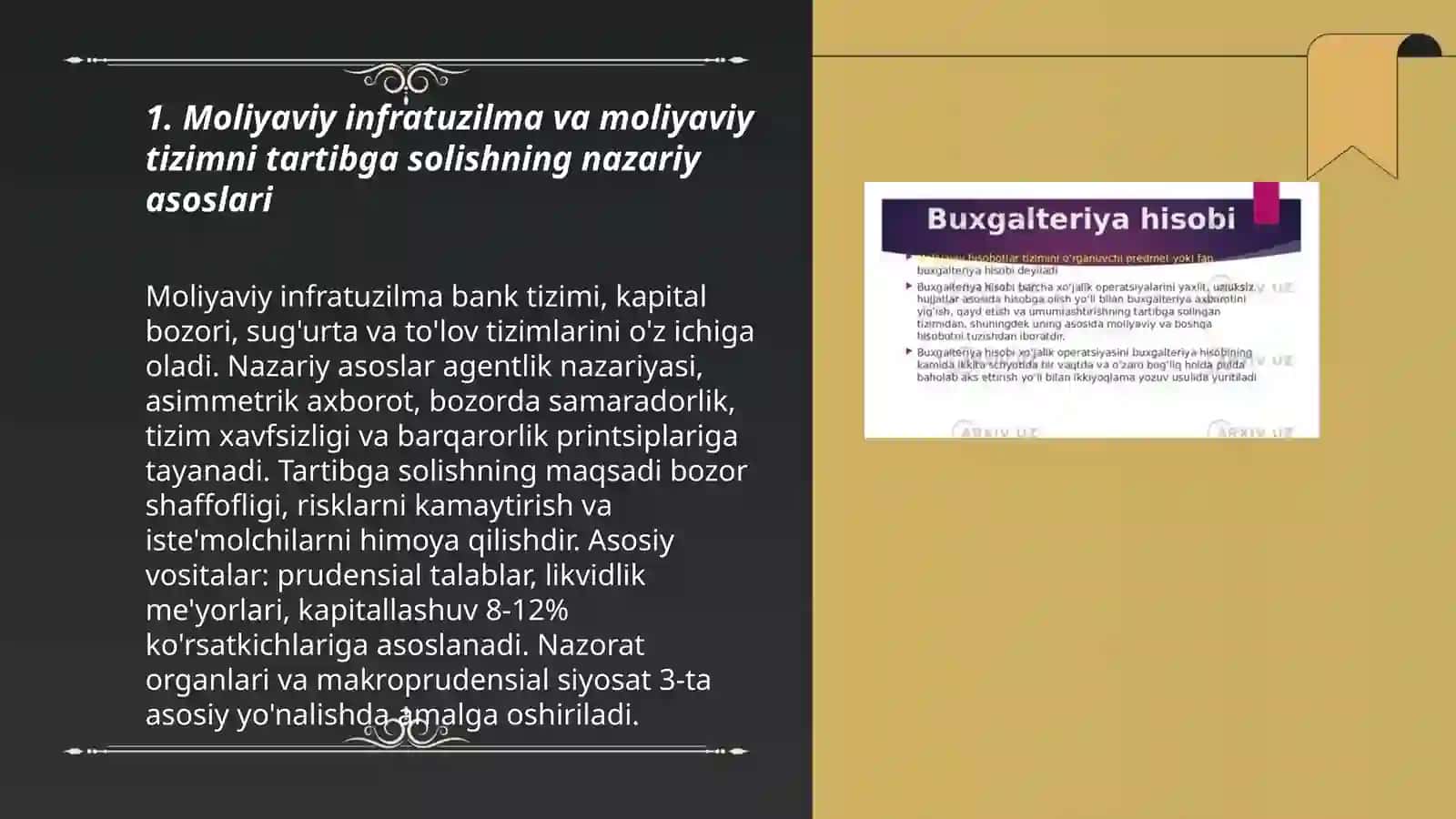 Moliyaviy infratuzilma va moliyaviy tizimini tartibga solish 3