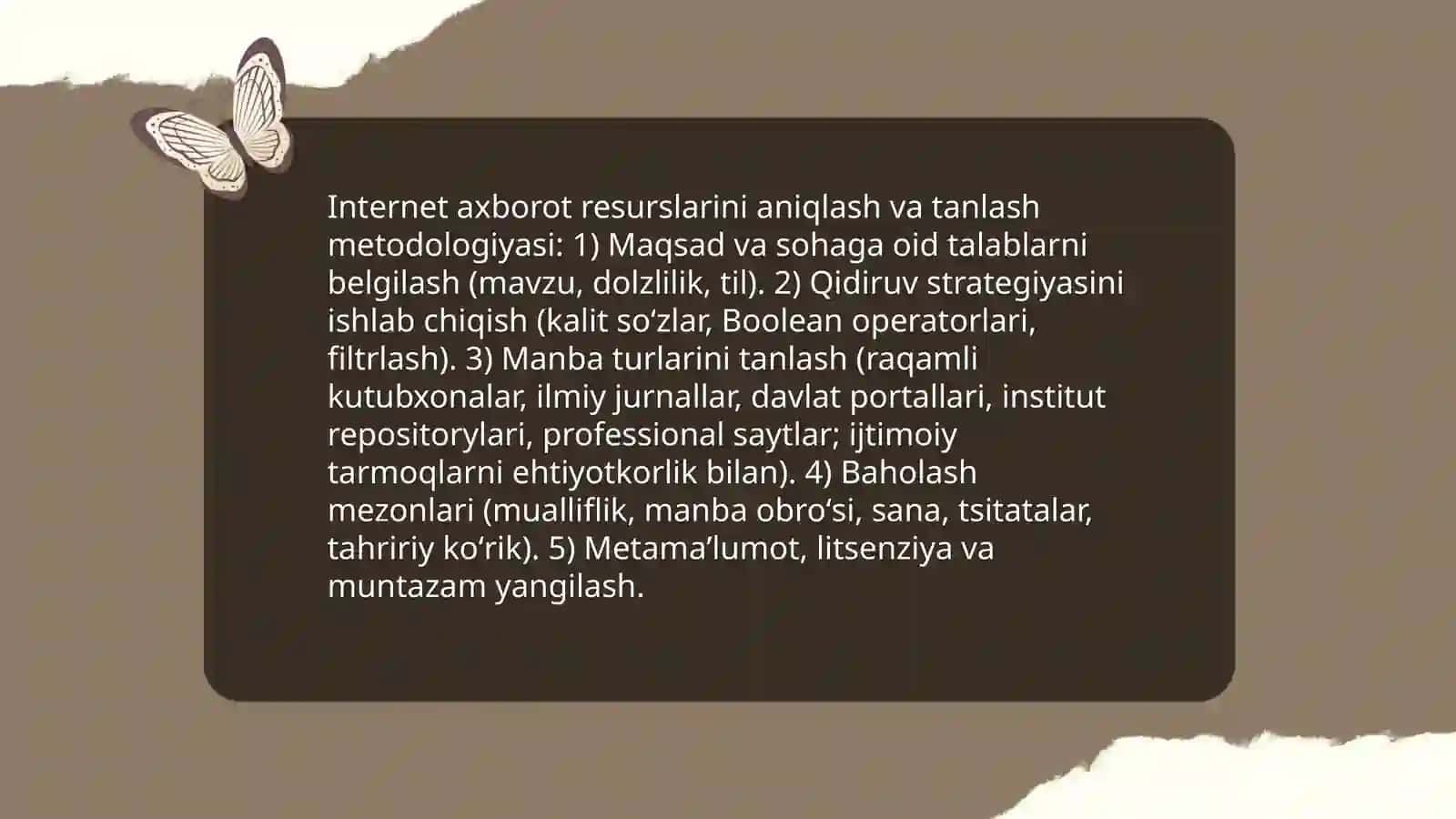 Internet axborot resurslaridan foydalanib sohaga oid axborot bazasini tuzish 3