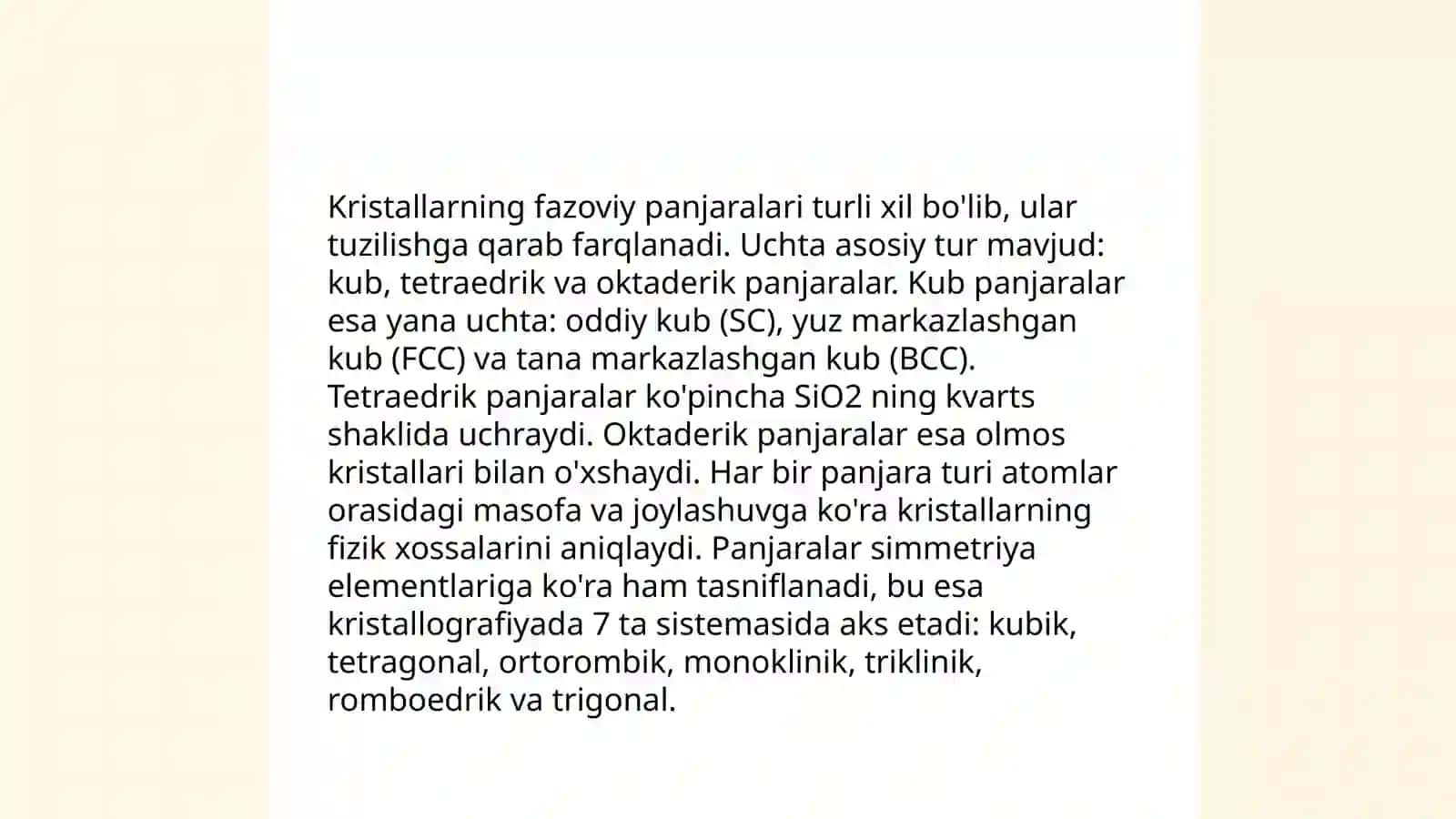 Kristallarning fazoviy panjarasi 3