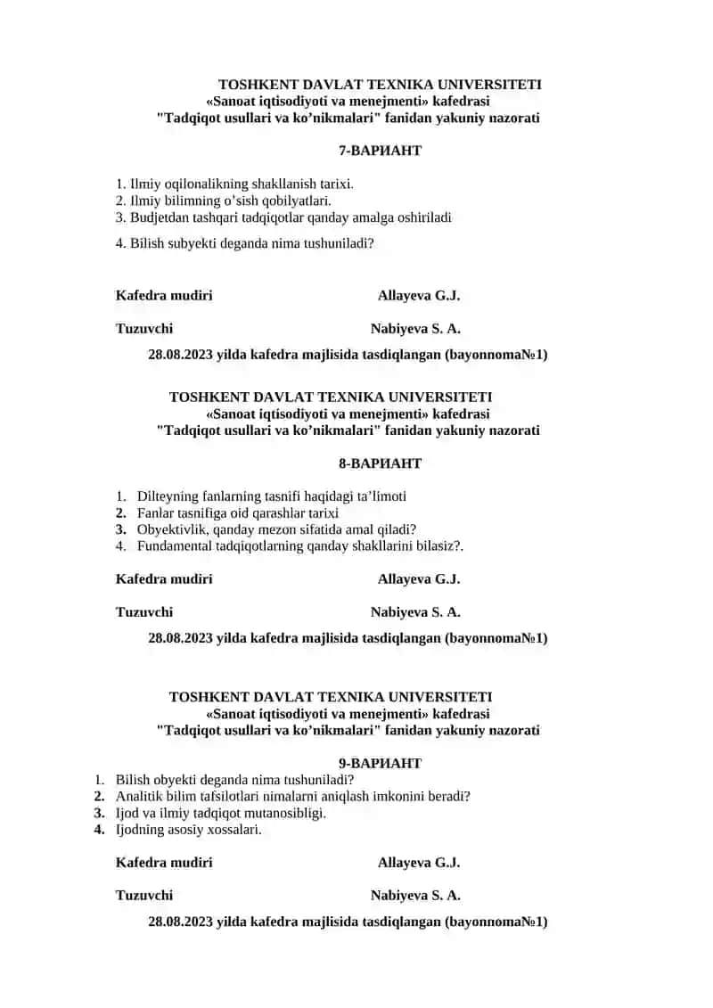Yakuniy nazorat 3