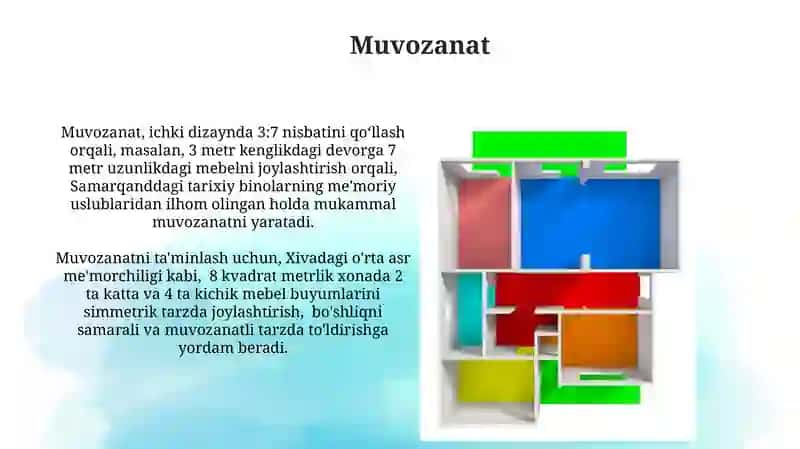Interyer tashkil etgan fazoviy kenglik turlarini tashkil etish 3