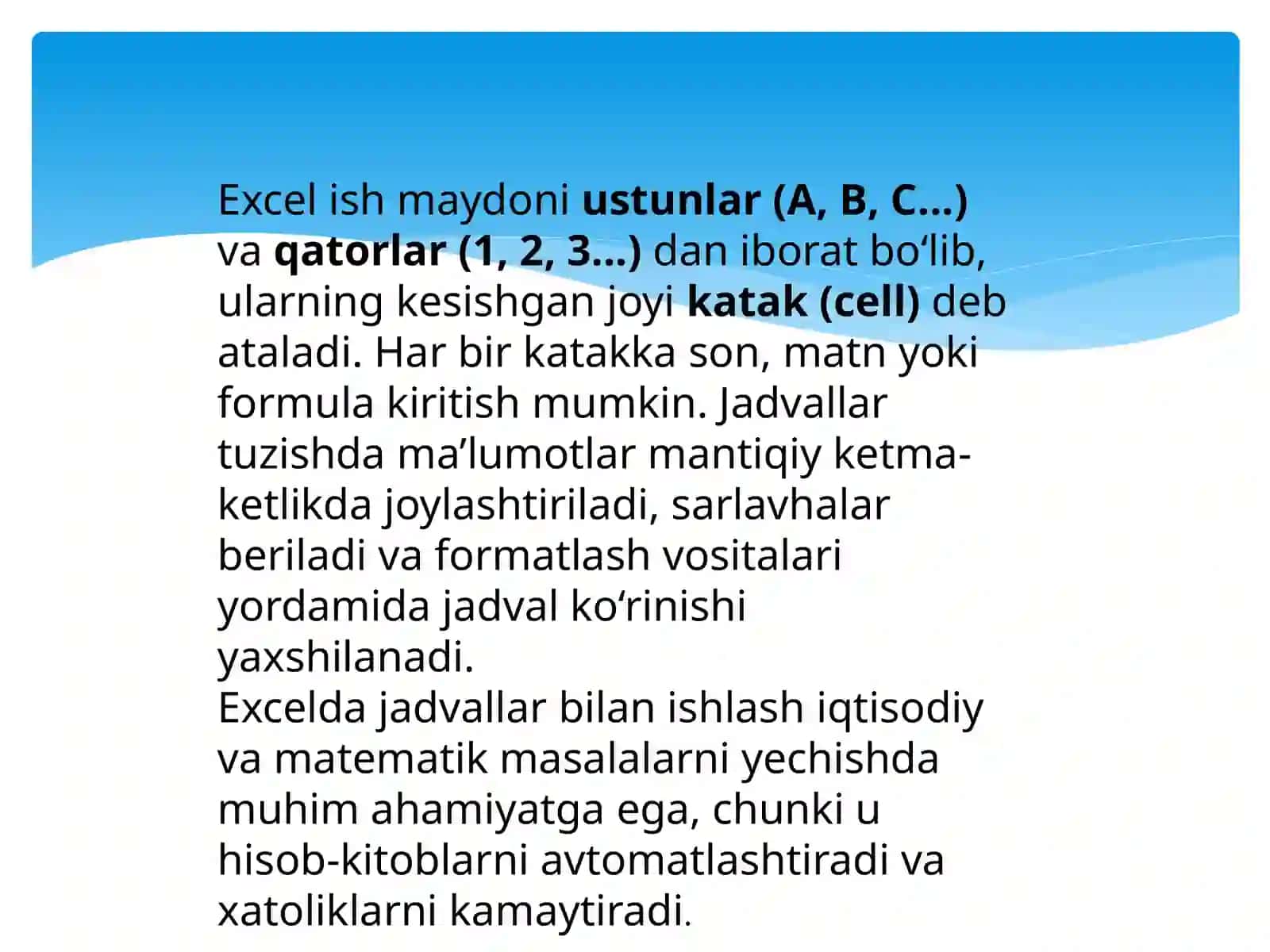 Microsoft Office Exceldajadvallartuzishvaformulalaryordamidamatematikmasalalarniyechish.Iqtisodiyfunksiyalar 3