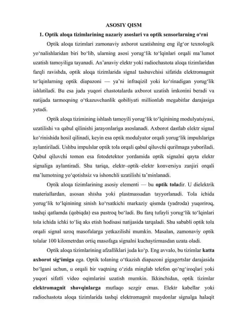 Optik sensorlar asosida yaratilgan aloqa tizimlari 3