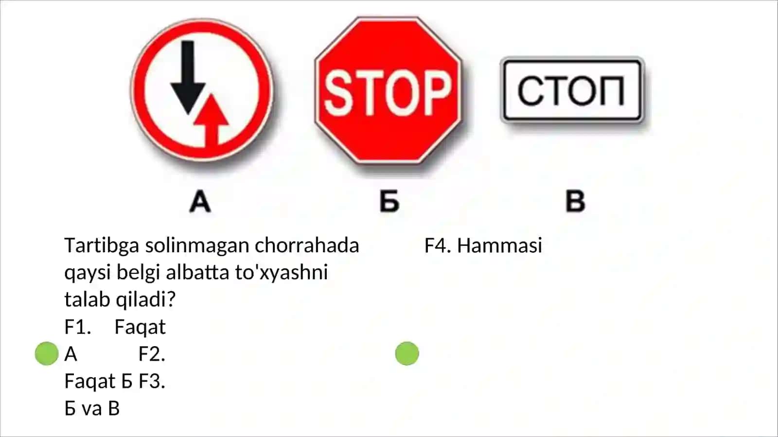 YO'L HARAKATI QOIDALARI TEST 3