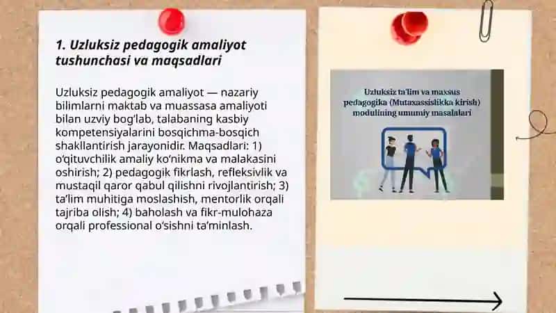 Uzluksiz pedagogik amaliyotini tashkil etish 3