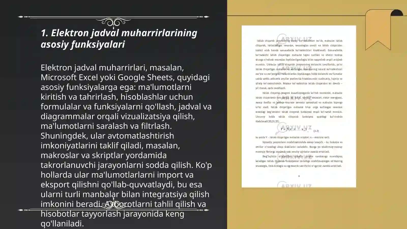 Elektron jadval muharrirlaridan foydalanish 3