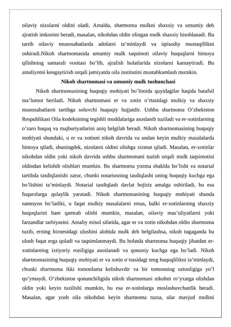 Nikoh shartnomasida umumiy mulk taqsimoti 3