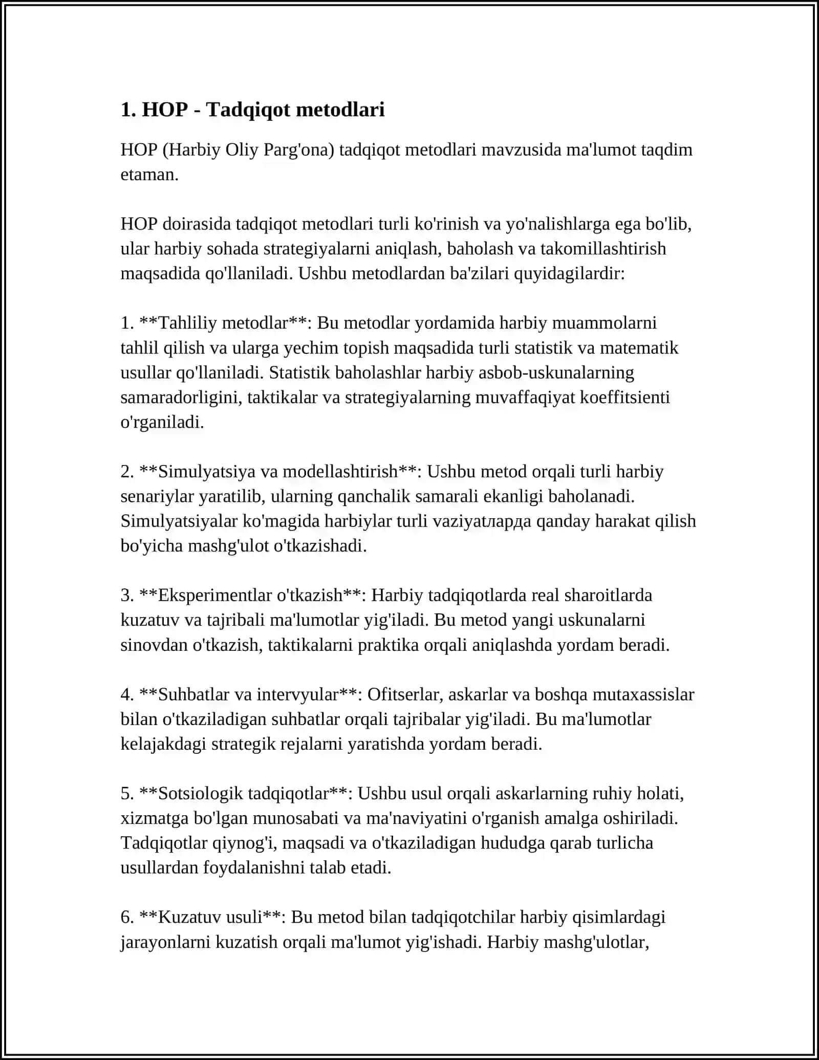 HOP - Tadqiqot Metodlari 3