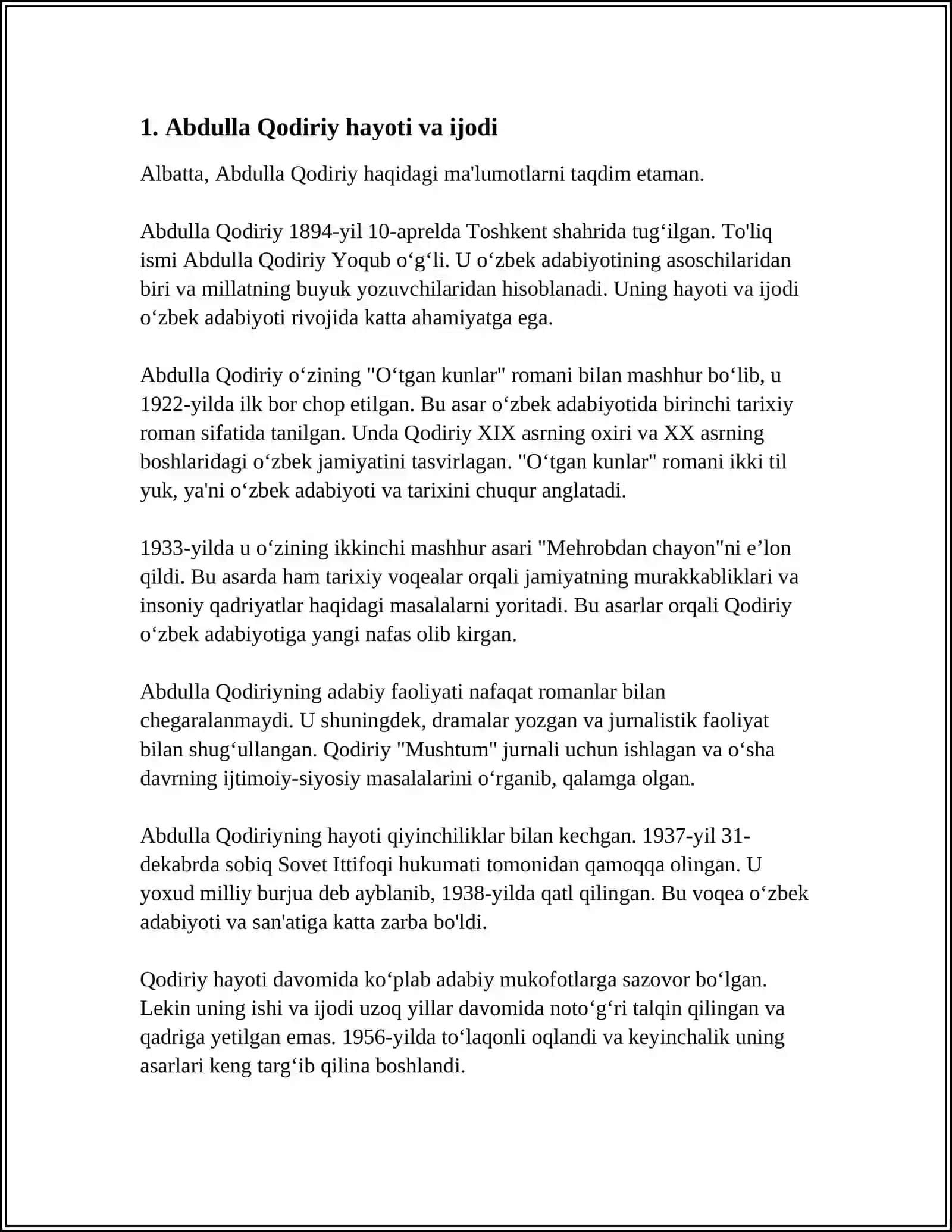 ABDULLA QODIRIY MEHROBDAN CHAYON ASARI 3