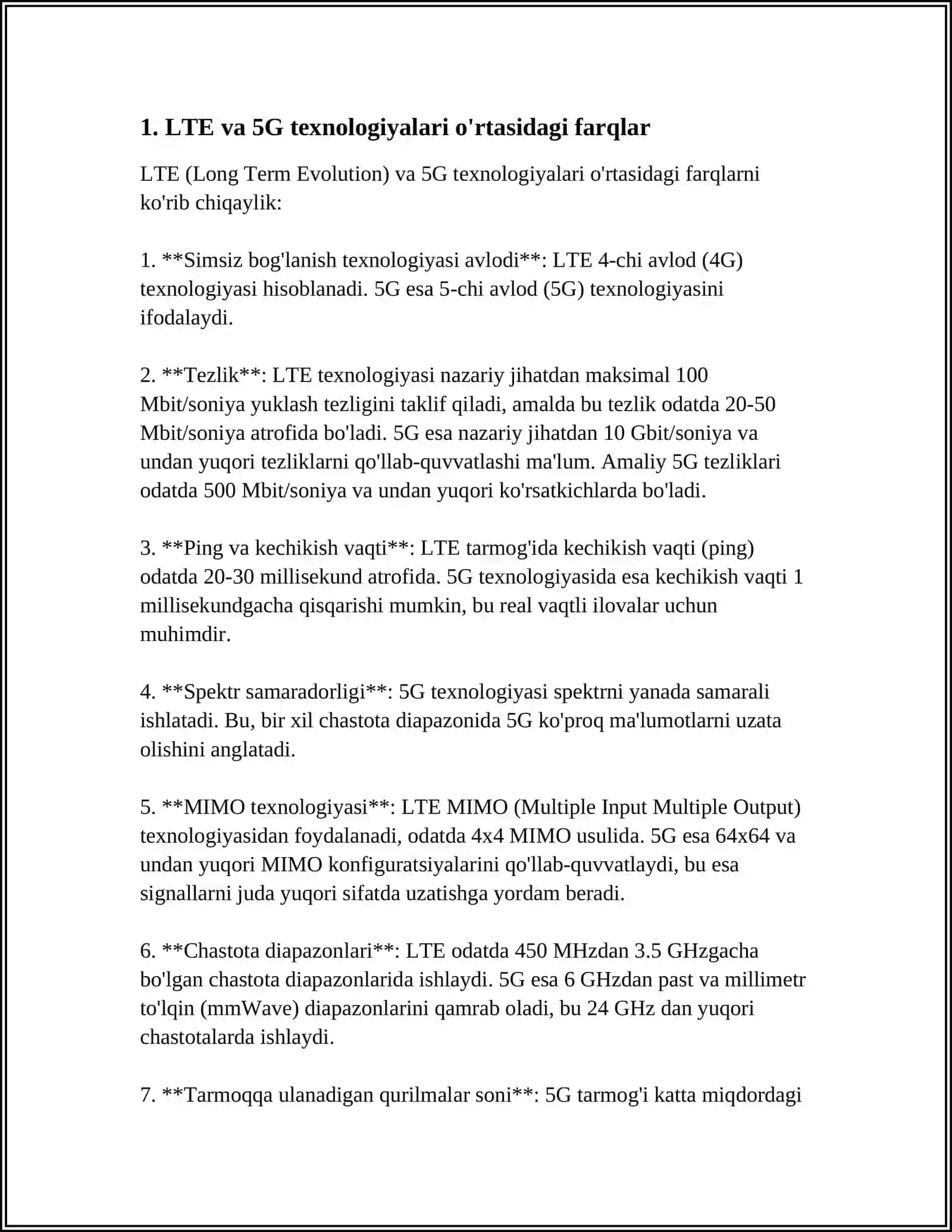 LTE TEXNOLOGIYALARIDAN 5G TEXNOLOGIYALARIGA MIGRATSIYALANISH KO‘RINISHLARI 3