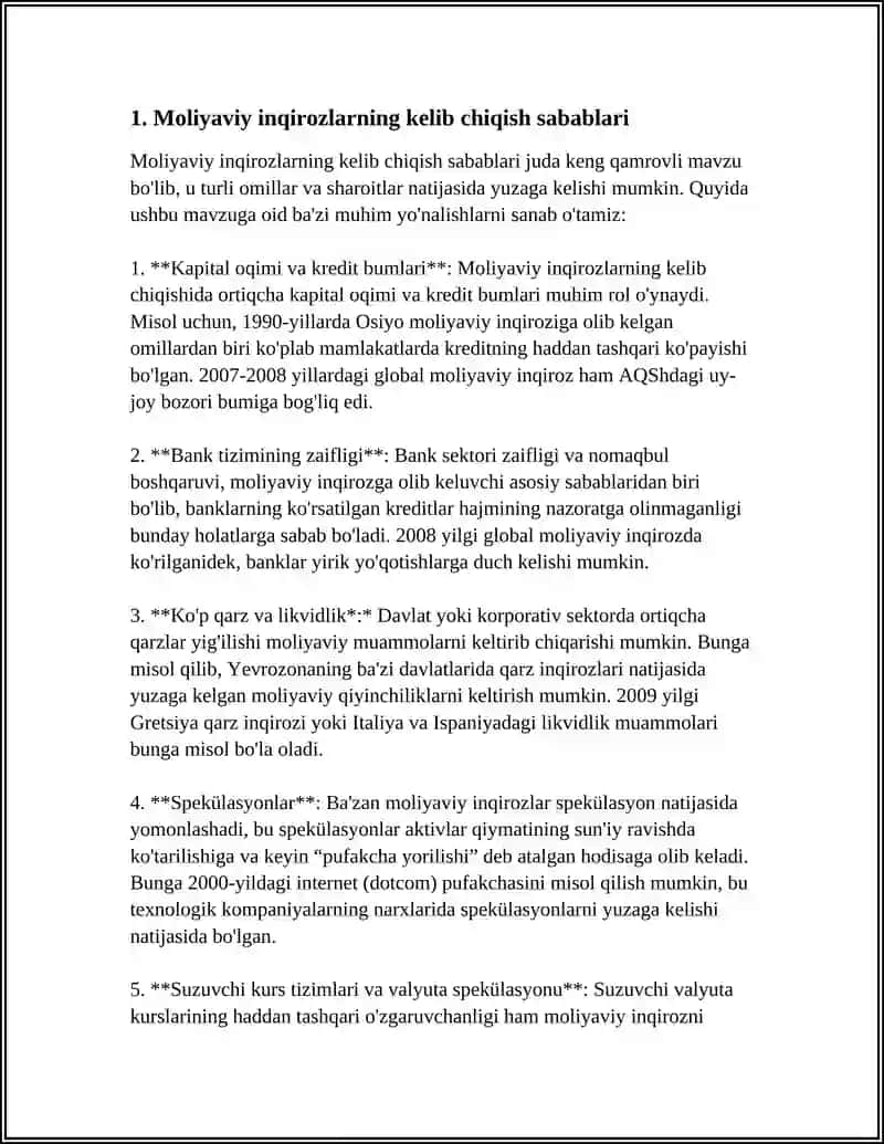 Moliyaviy inqirozlarning sabablari 3