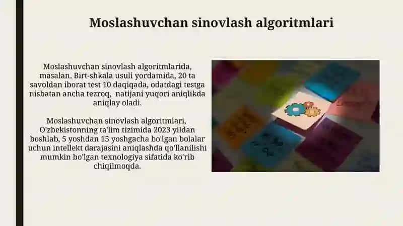 Moslashuvchan sinovlash algoritmlari 3