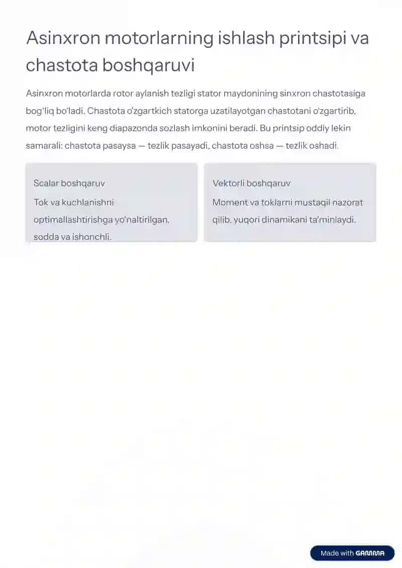Asinxron chastota o'zgartkichlar 3