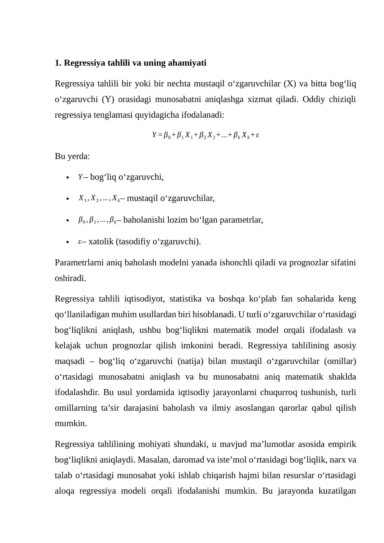 REGRESSIYA TENGLAMASIDA PARAMETRLARNI BAHOLASH USULLARI (OLS, GLS VA BOSHQALAR) 3