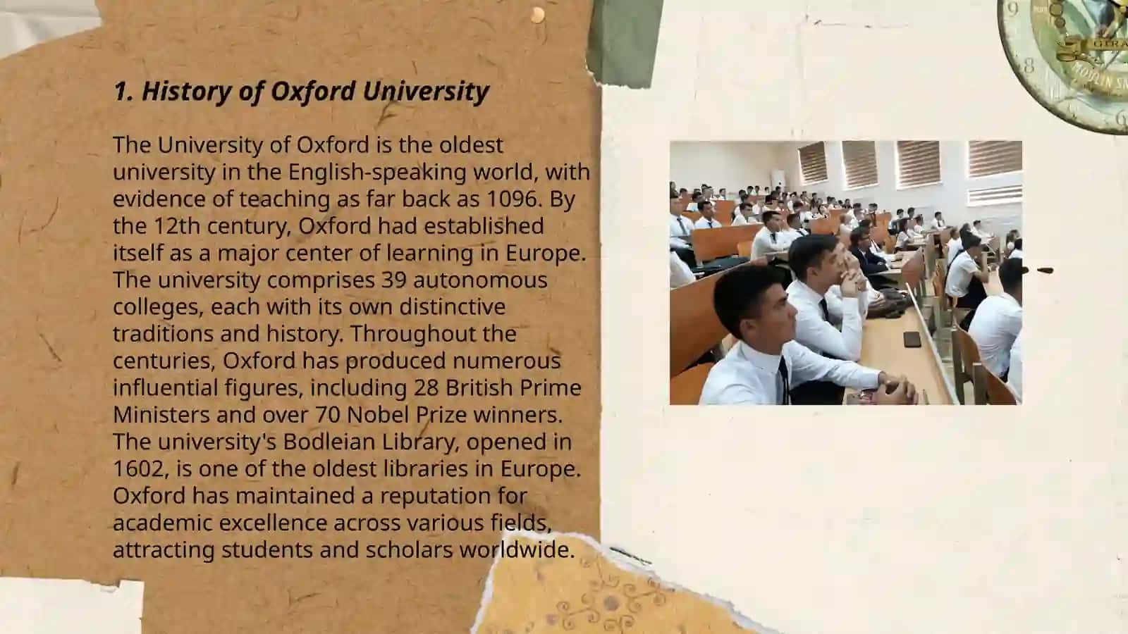 Oxford universiteti haqida slayid tayyorlash 3