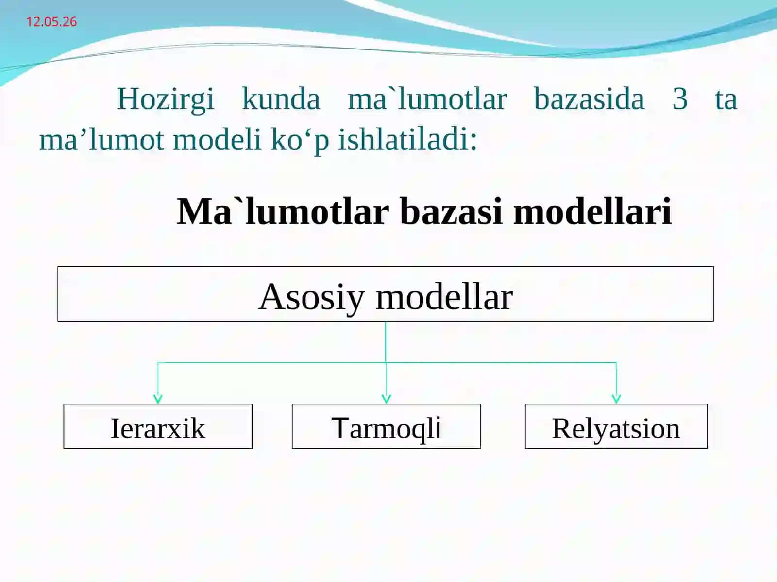 Ma’lumot modeli tushunchasi 3