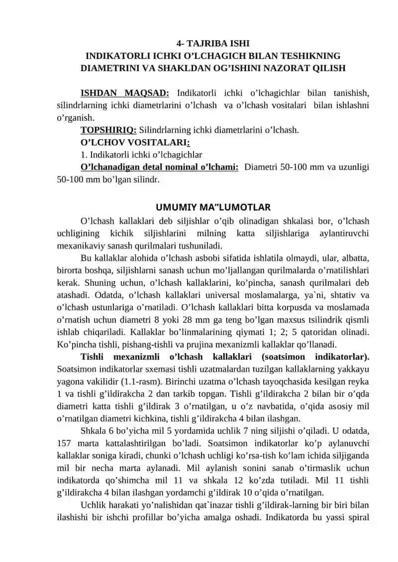Indikatorli ichki o’lchagichlar 3