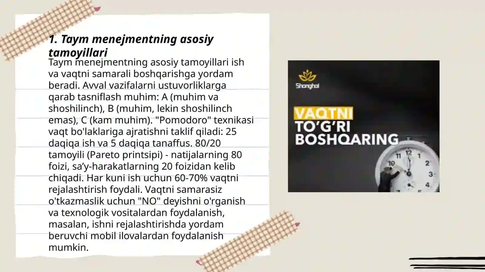 Taym menejment ijtimoiy menejment 3