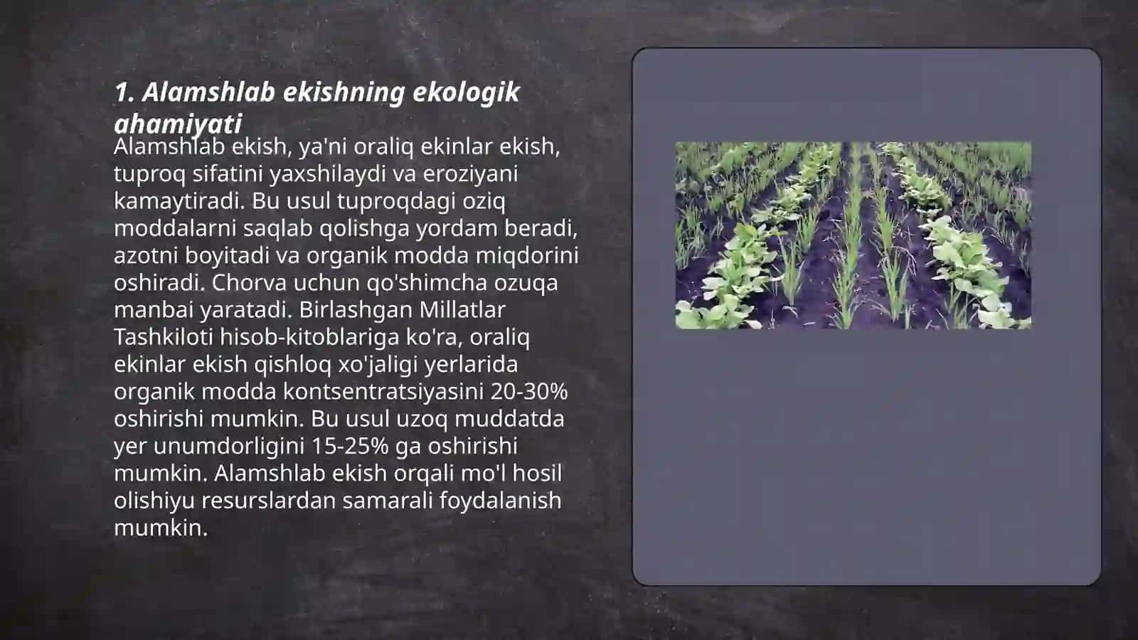 Alamshlab ekishning ekologik ahamiyati 3