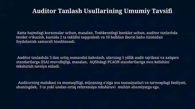 Auditor Tanlash Usullarining Umumiy Tavsifi 3