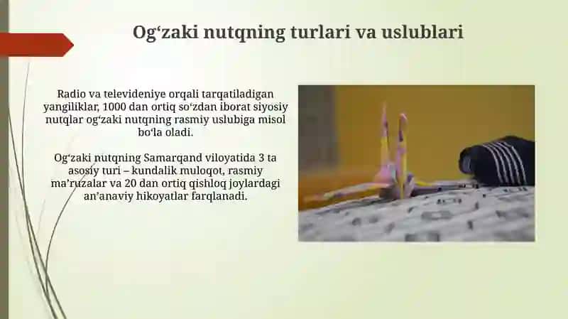 Zamonaviy oʻzbek tilining ogʻzaki va yozma shakllari 3