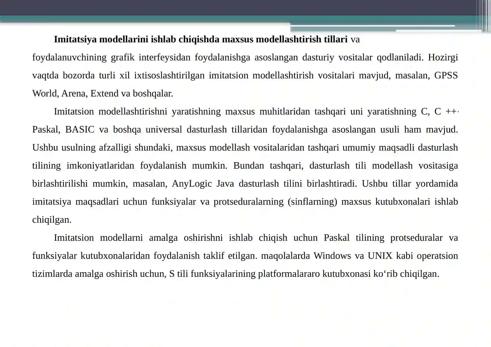 Modeldagi asosiy obyektlar, Cloud Simplatformasi,CDOSim simulyatori 3