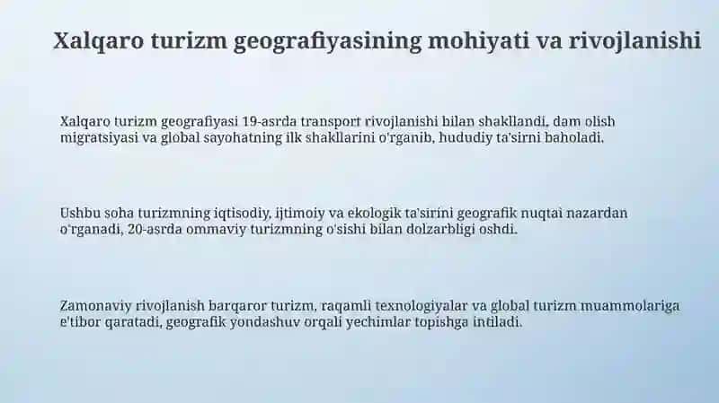 Xalqaro turizm geografiyasi 3