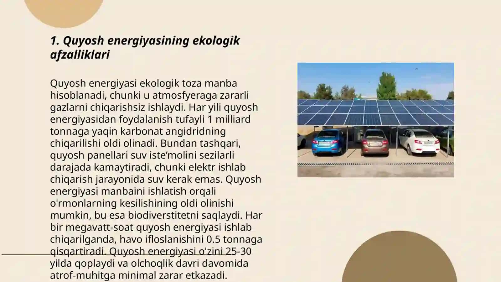 Quyosh energiyasining ekologik afzalliklari 3