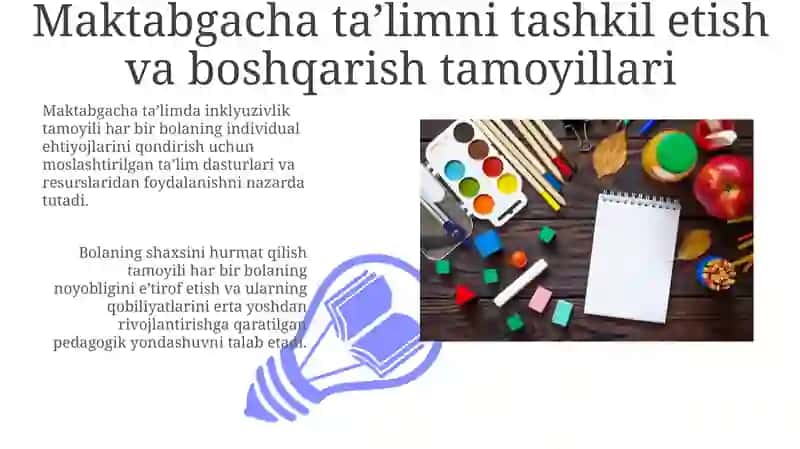 Maktabgacha ta'limni tashkil etish va boshqarish tamoyillari 3