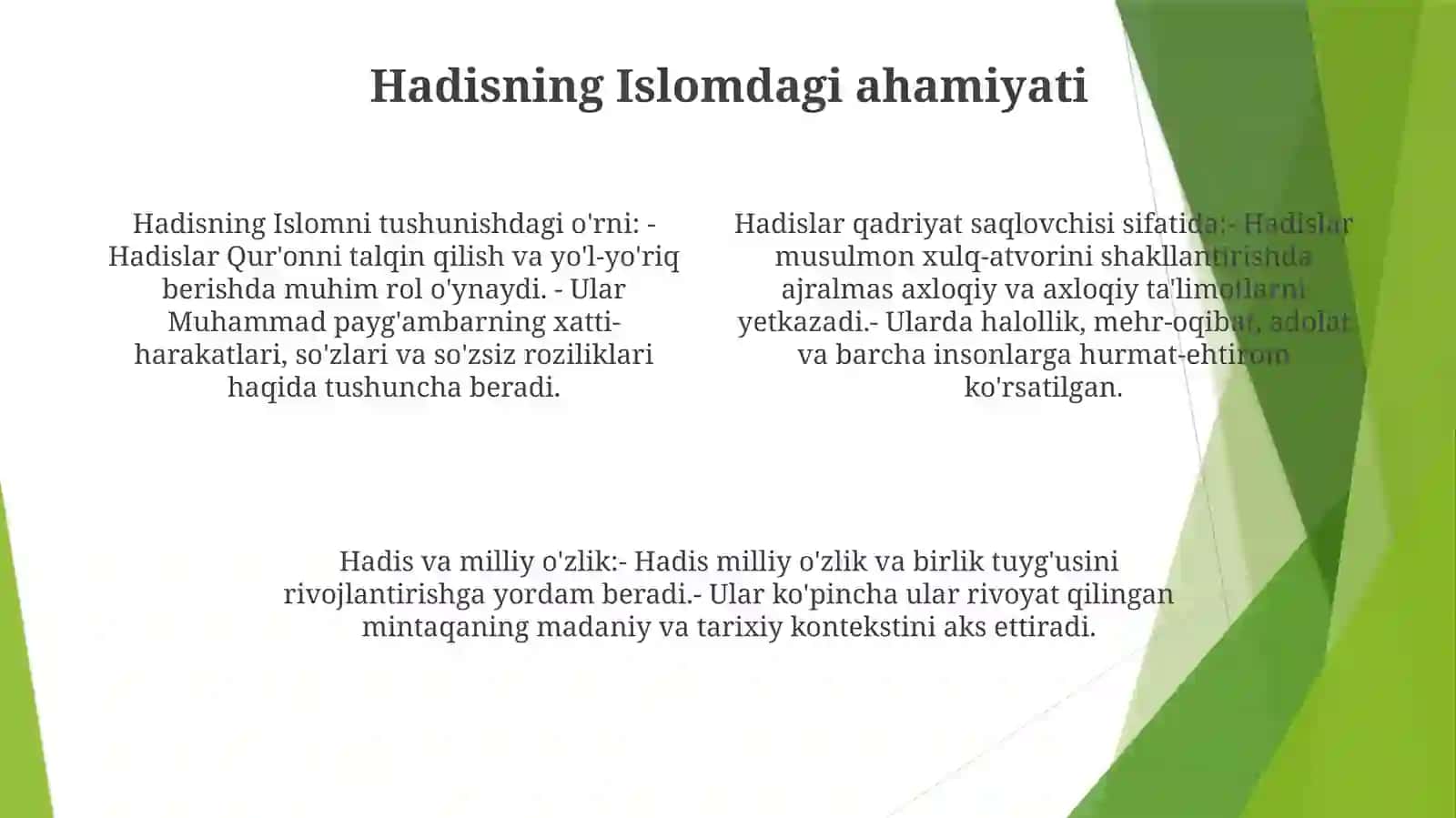 Hadislar va kadriyatlar 3