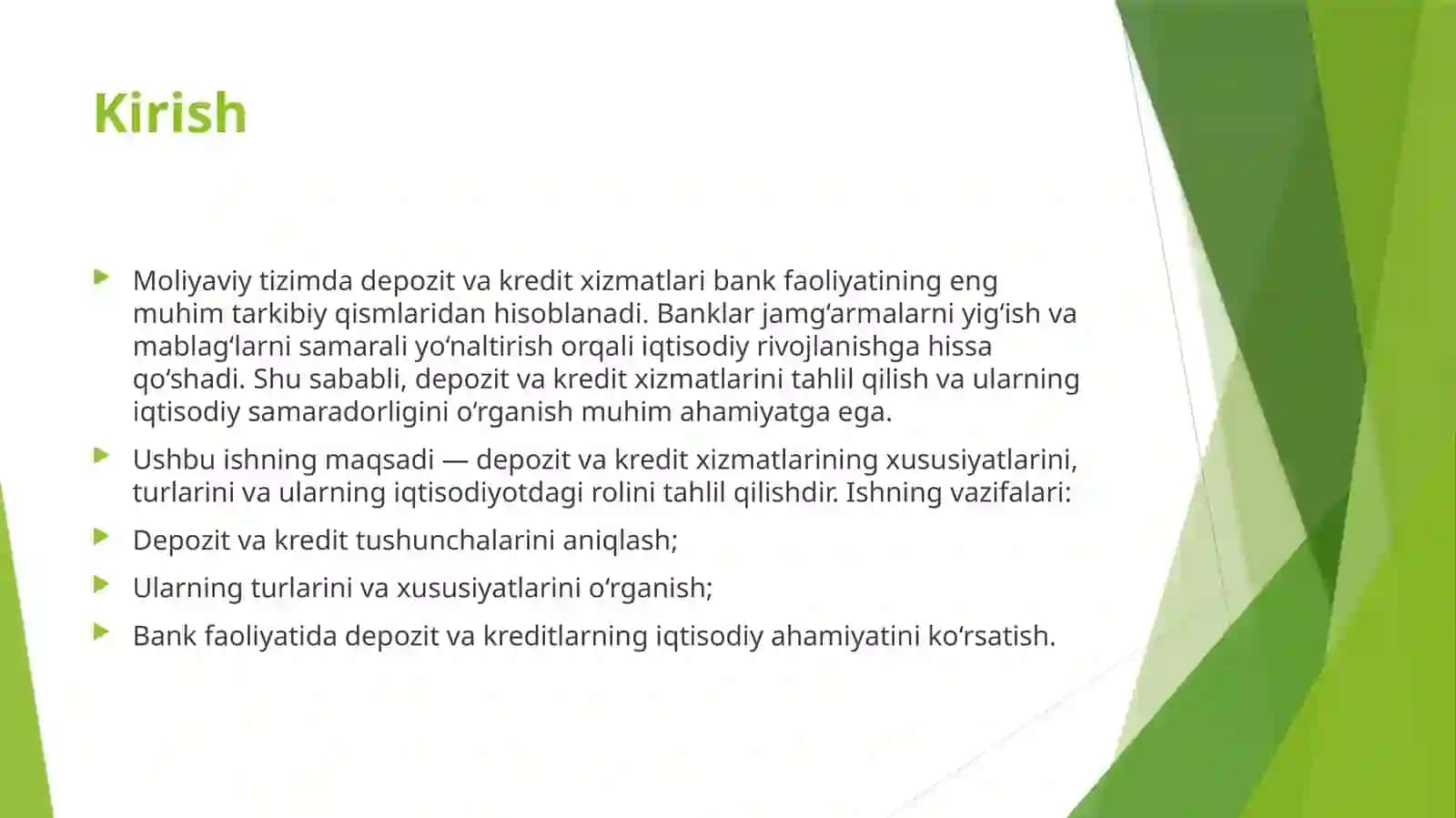 Depozit va kredit xizmatlari 3