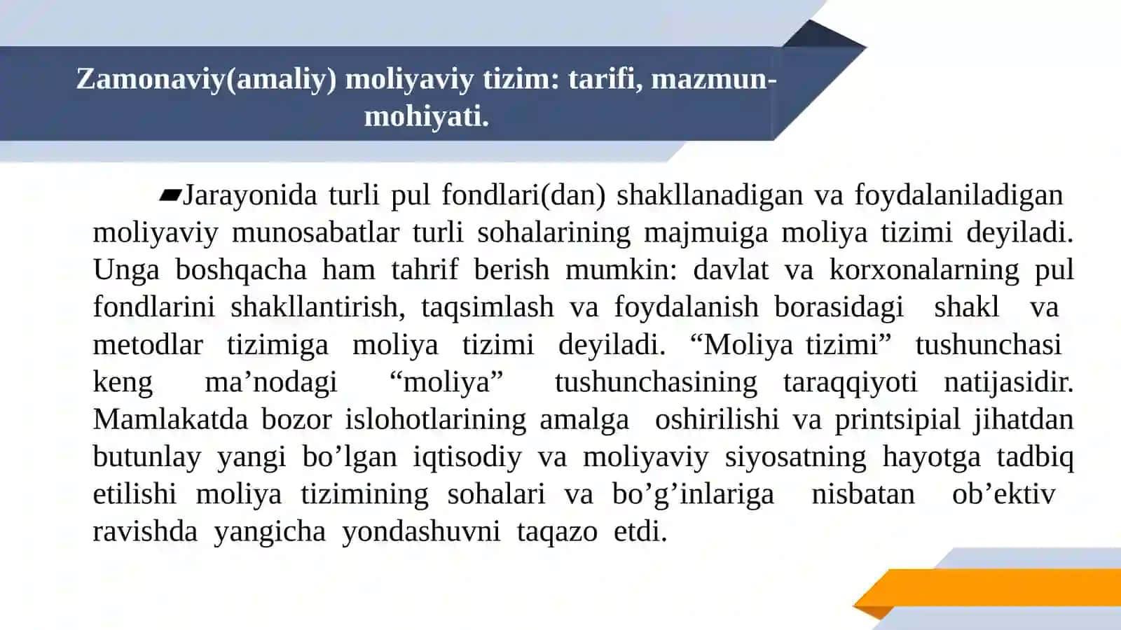 Zamonaviy(amaliy) moliyaviy tizim va moliyaviy oqimlar 3