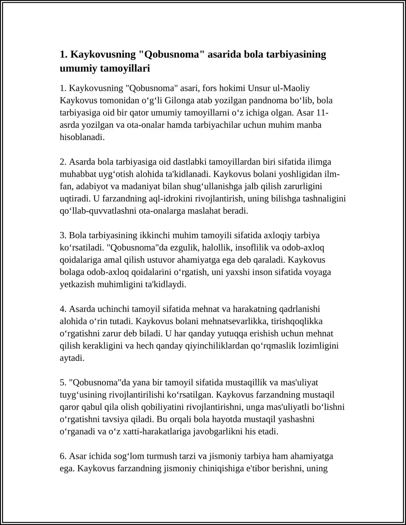 KAYKOVUSNING "QOBUSNOMA " ASARIDA BOLA TARBIYASI 3