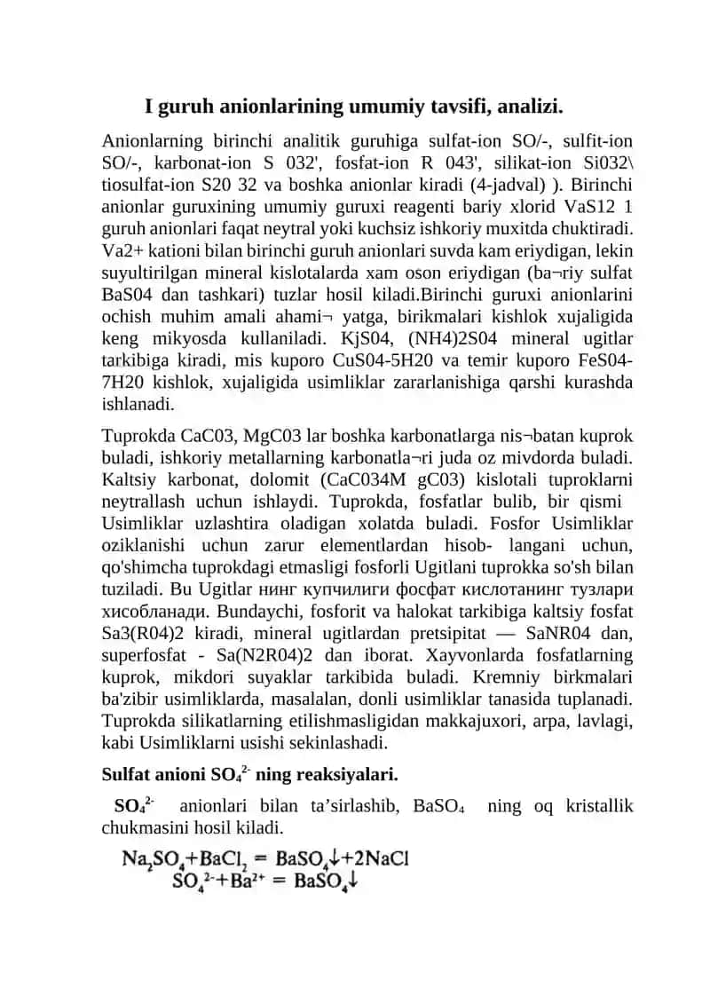 Anionlar analizi 3