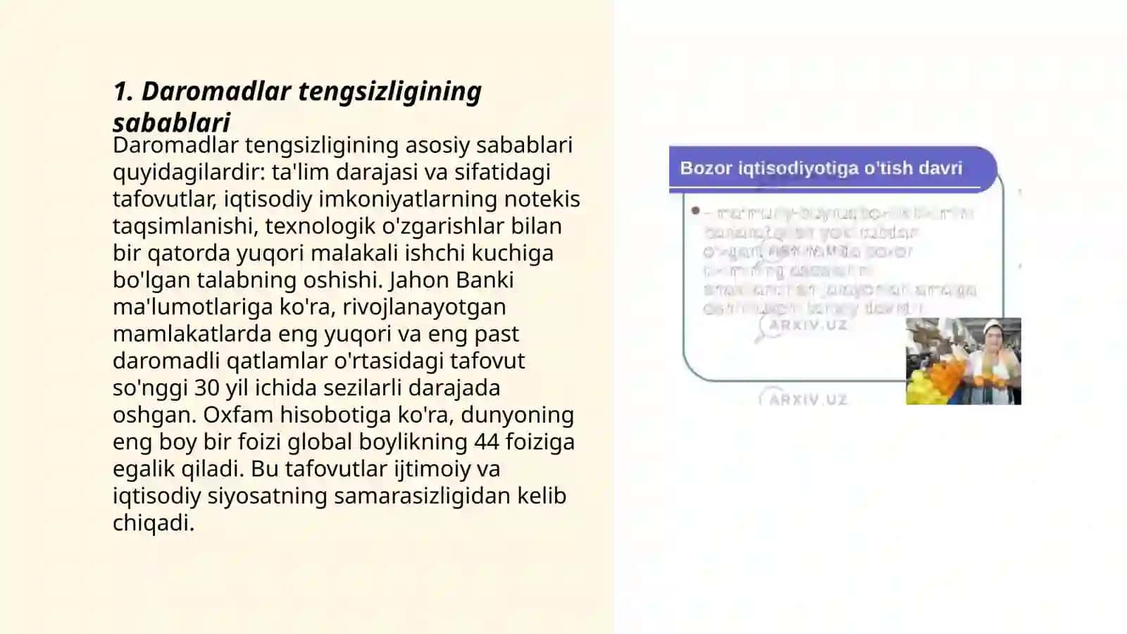 Daromadlar Tengsizligi haqida 3