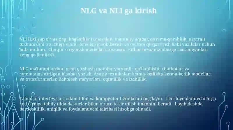 Tabiiy til interfeysi va generatsiyasi 3
