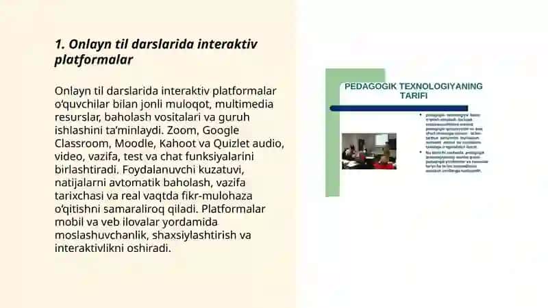 Onlayn til darslarida interaktiv platformalar 3