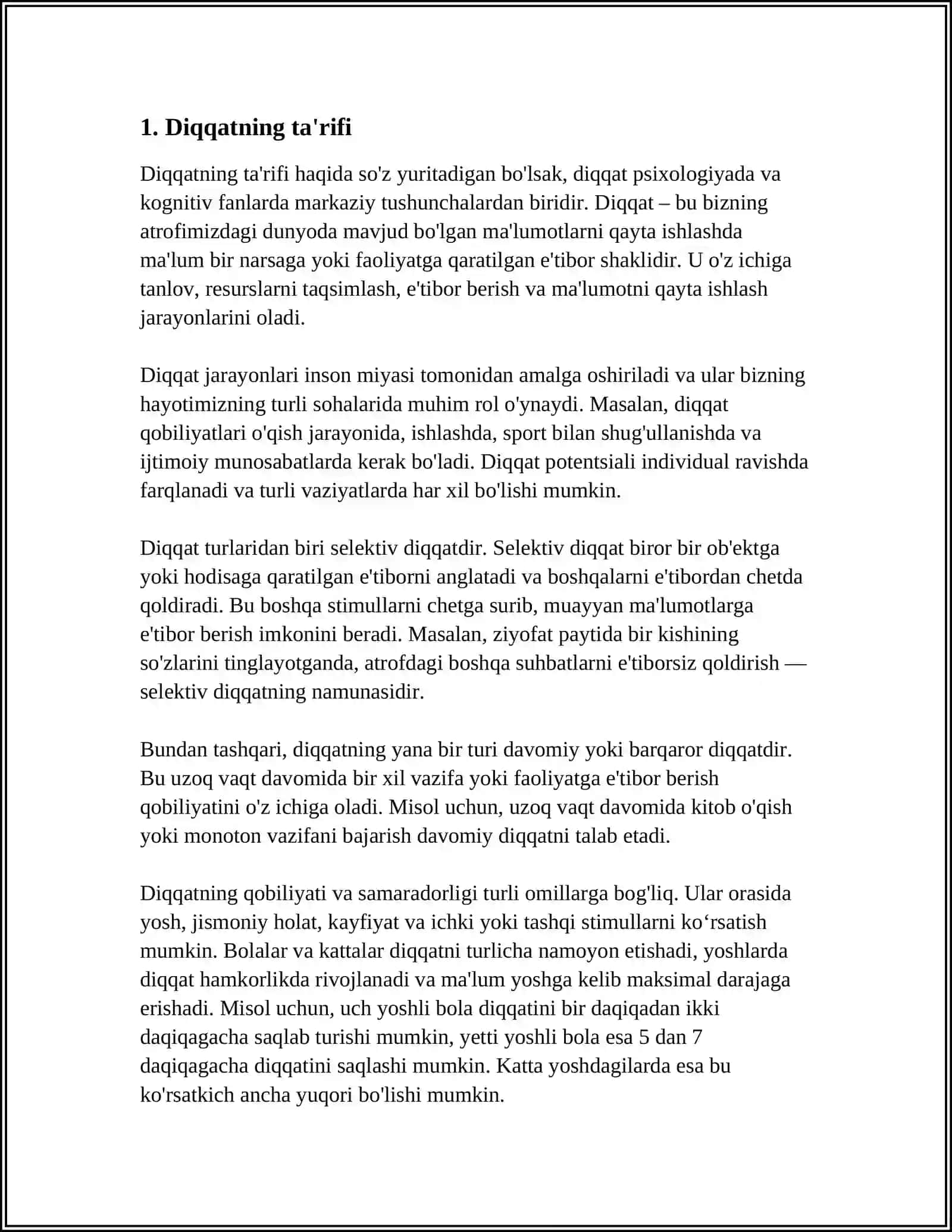 DIQQAT VA UNING TURLARI 3