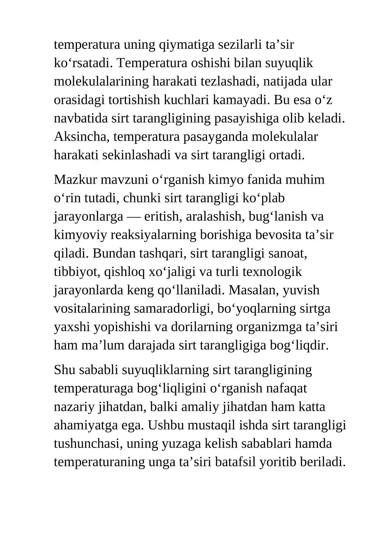 suyuqlikiarda sirt tarangligining , tempraturaga bog'liqligi 3