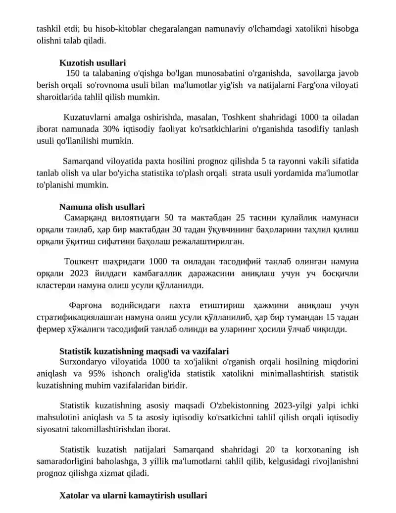 Statistik kuzatish uslubiyati 3
