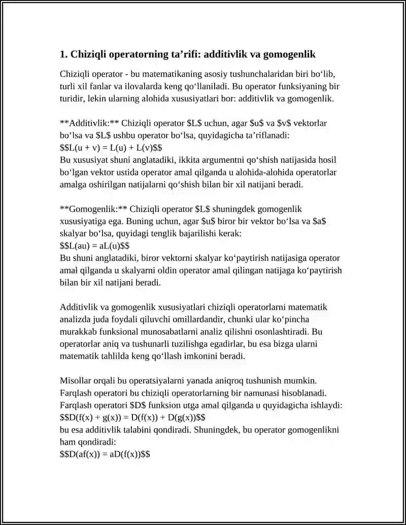 CHIZIQLI OPERATORNING TA’RIFI VA MISOLLAR 3