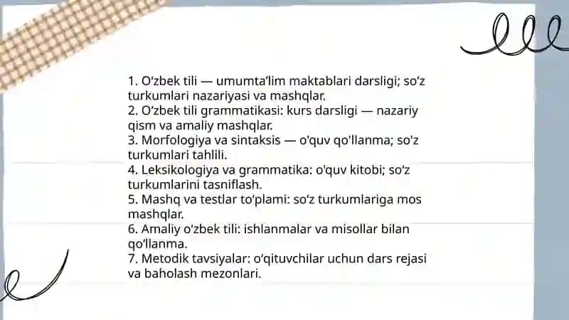 Turkumlarini oʻrganishga oid adabiyotlar 3