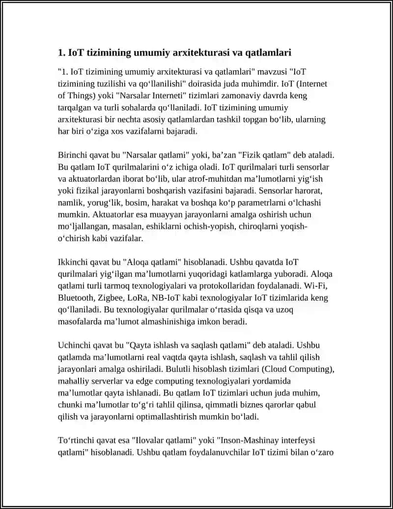 IoT Tizimining Tuzilishi va Qo‘llanilishi 3