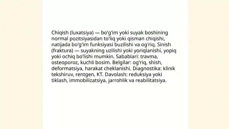 Chiqish va sinishlar, ularning turlari 3