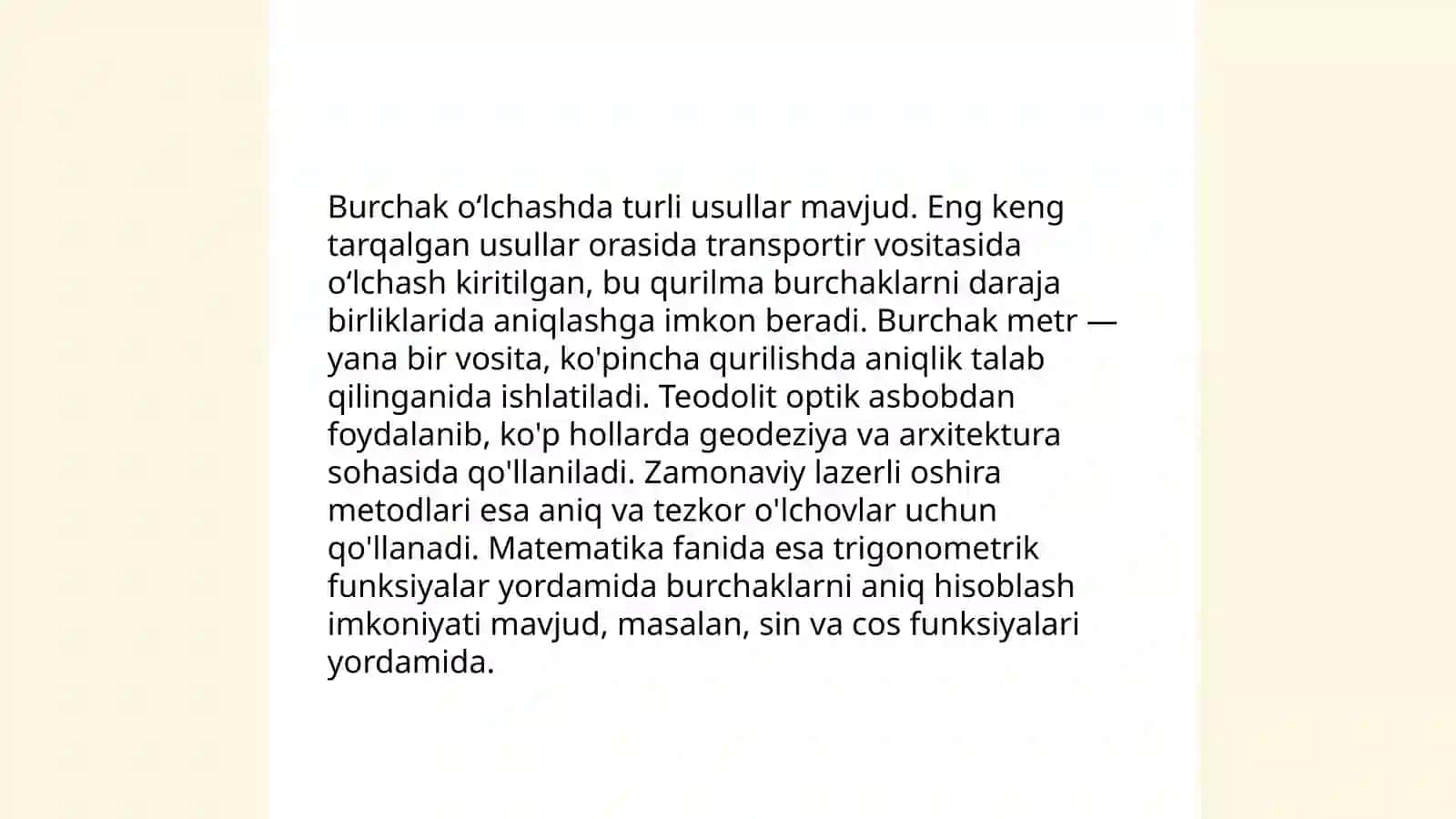Burchak, chiziq, nisbiy balandliklar 3