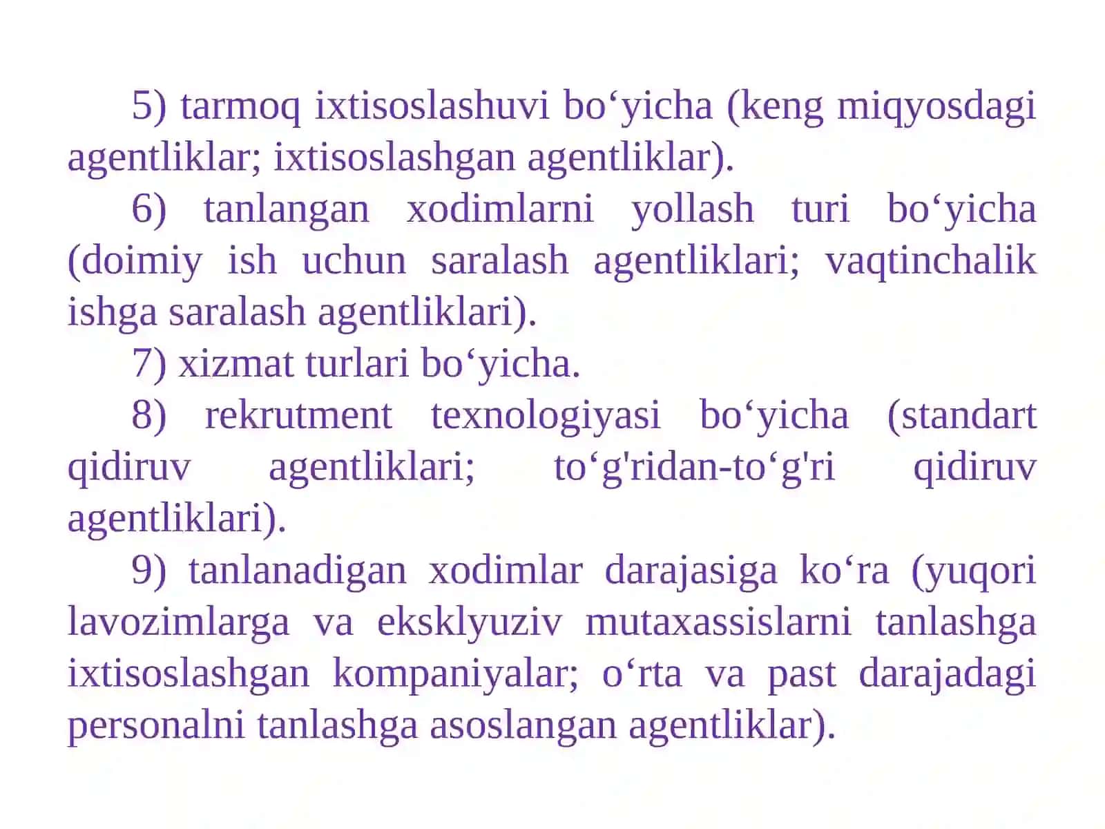 REKRUTING KOMPANIYALARNING TURLARI 3