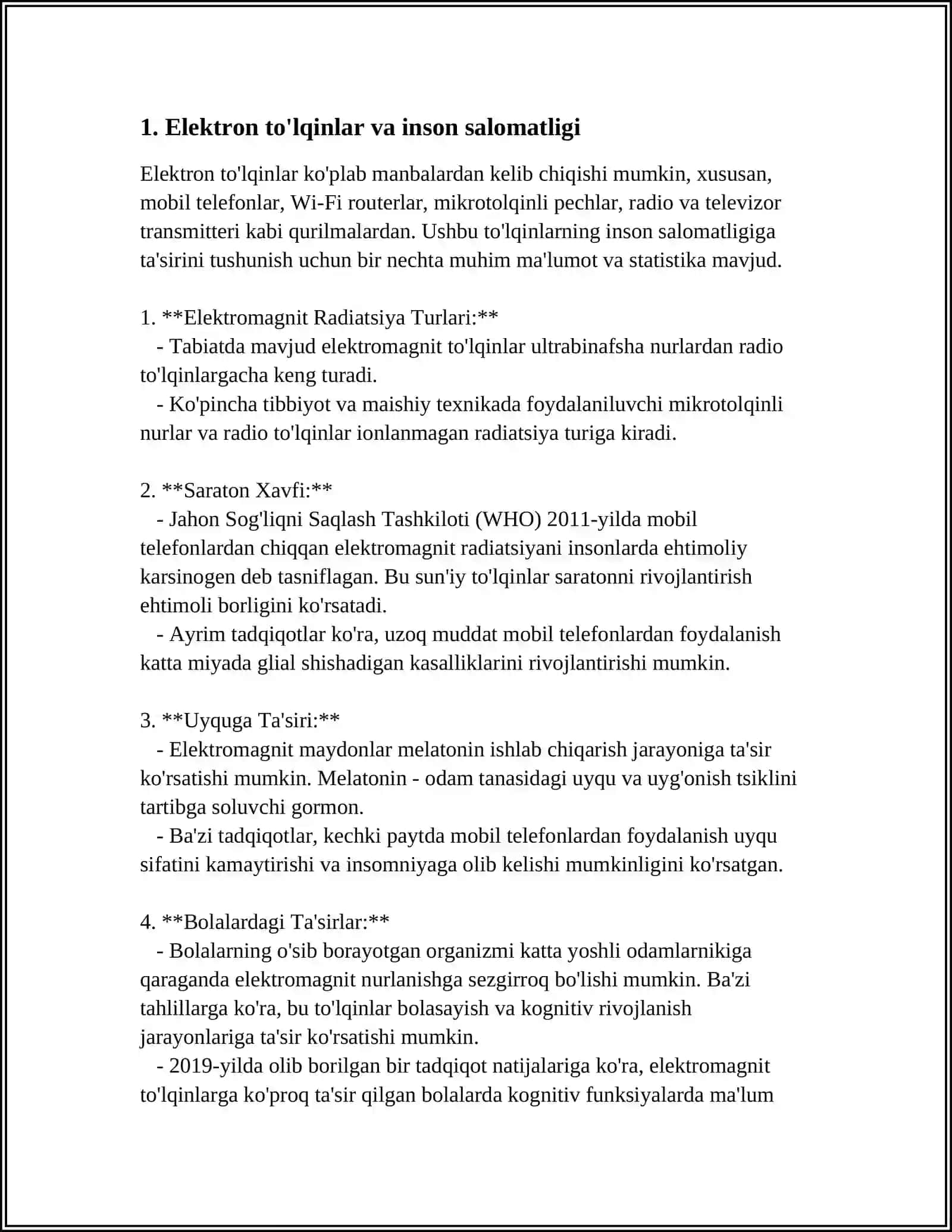 Elektron to'lqinlar va inson salomatligi 3
