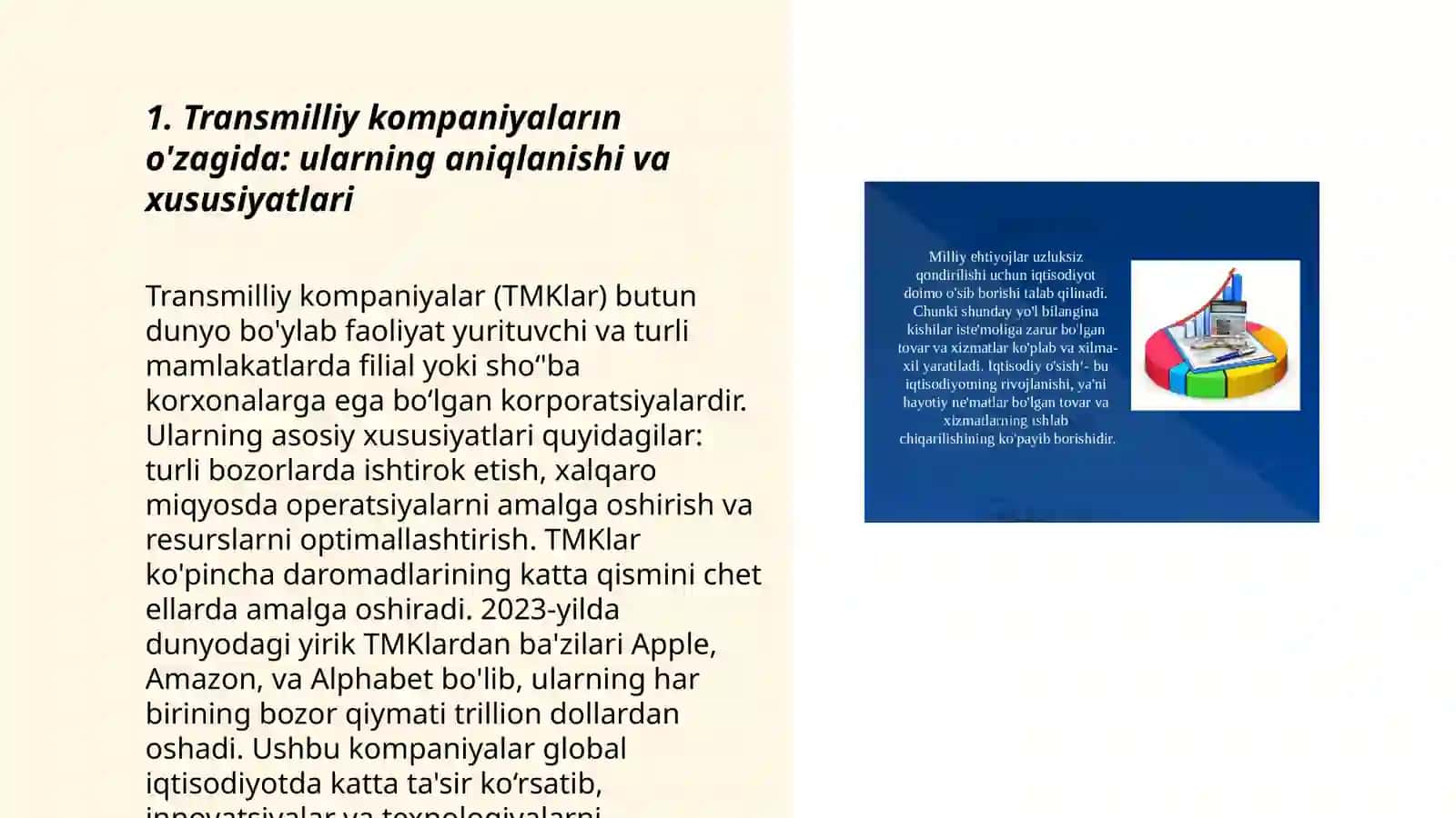 Transmilliy kompaniyalarning jahon xo'jaligidagi roli 3