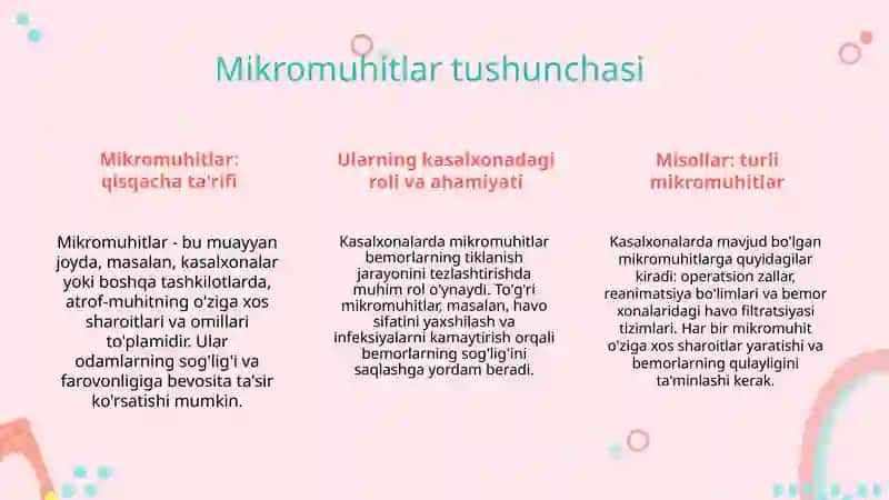 Kasalxona mikromuhitlarini yaratish 3