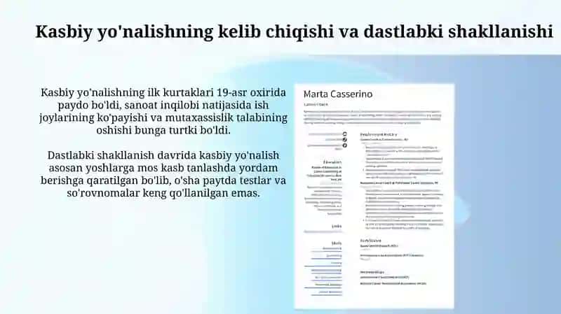 Kasb hunarga yo'naltirish uning ta'rixiy taraqqiyoti 3